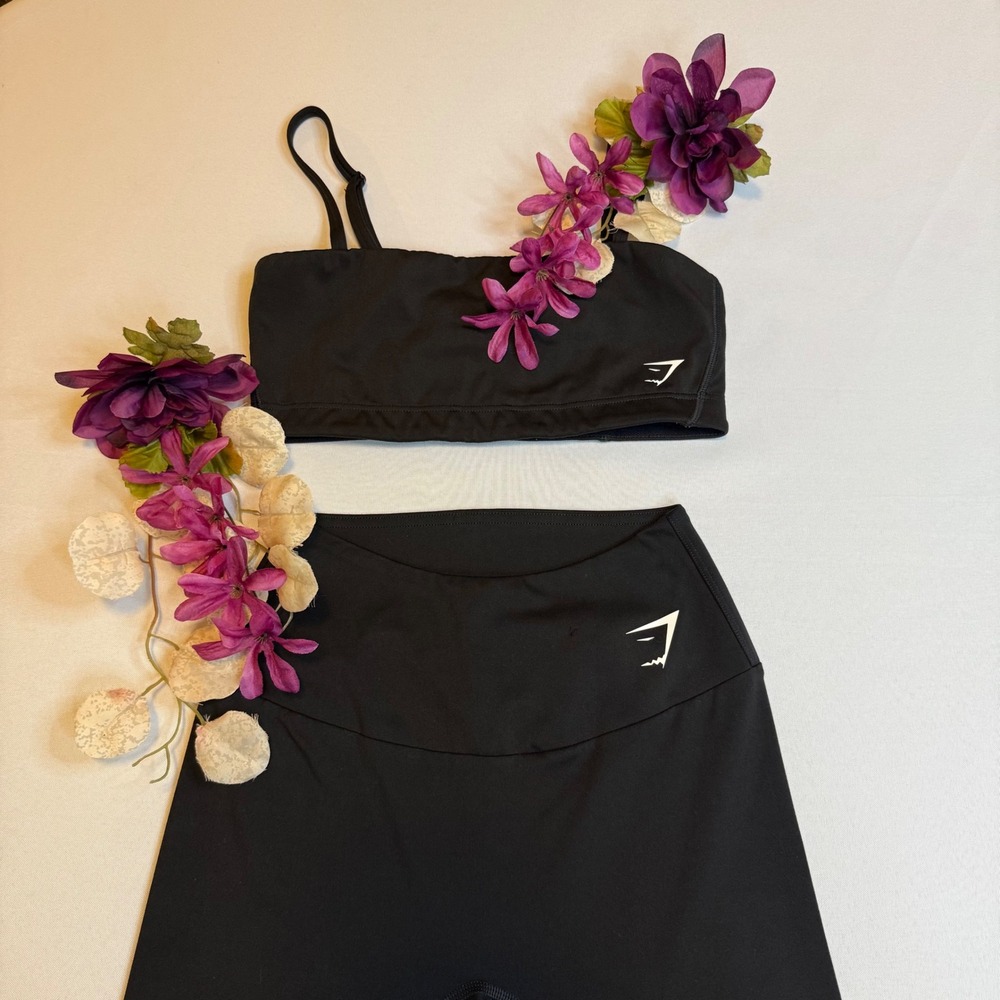 Gymshark Womens 2pc Training Crop Legging Set High Rise Capri Sport‎ Bra B1A1U S - Picture 15 of 16